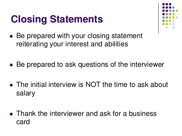closing statement interview