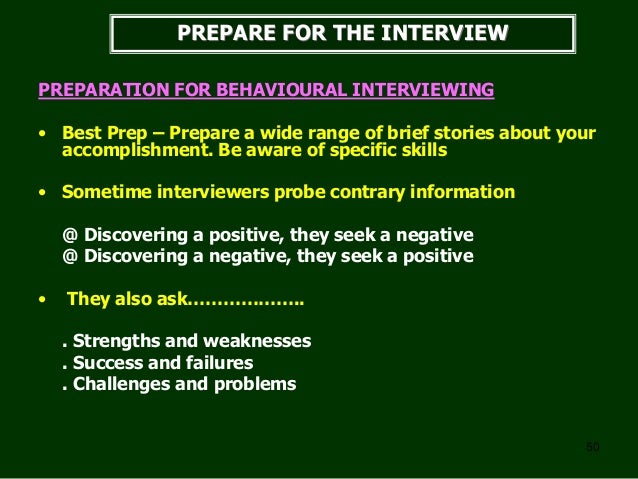 preparing for a behavioural interview