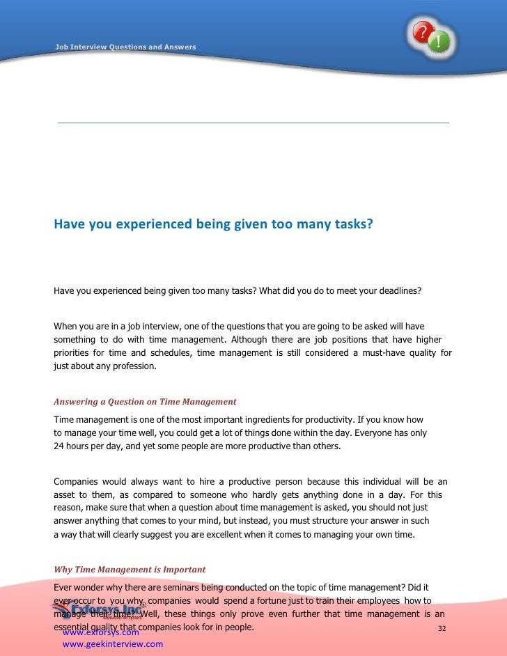 time management interview questions