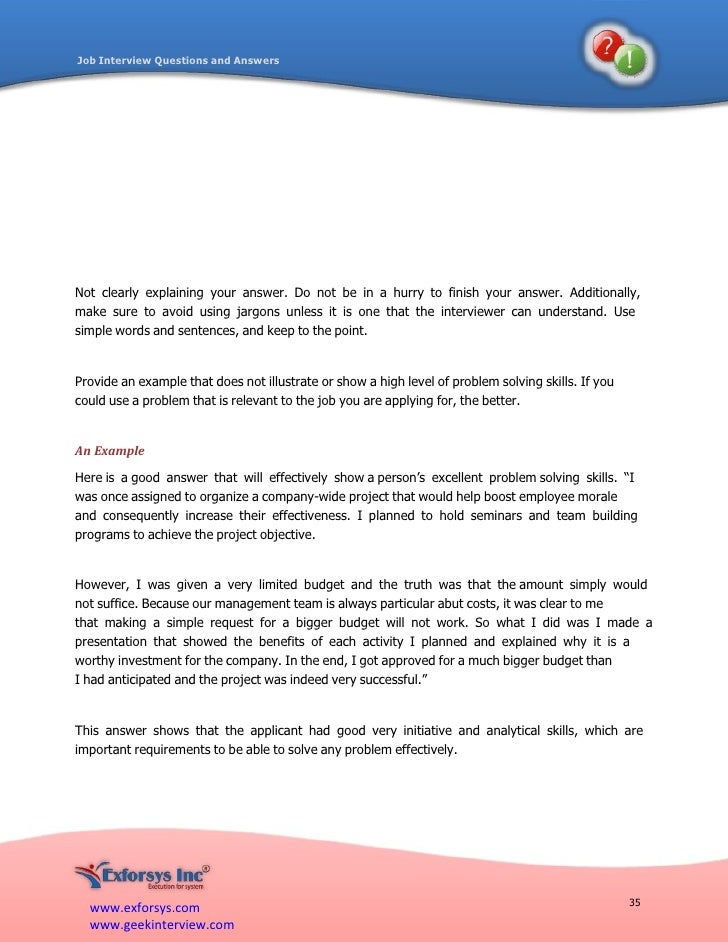 problem solving interview questions answers