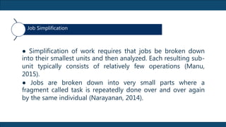 Job, job design and alternative work schedule reported by kurt b ...