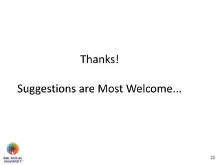 Thanks!
Suggestions are Most Welcome...
20
 