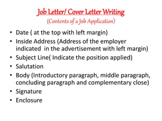 Job Paragraph Job letter & resume writing (raw file) | PPTX