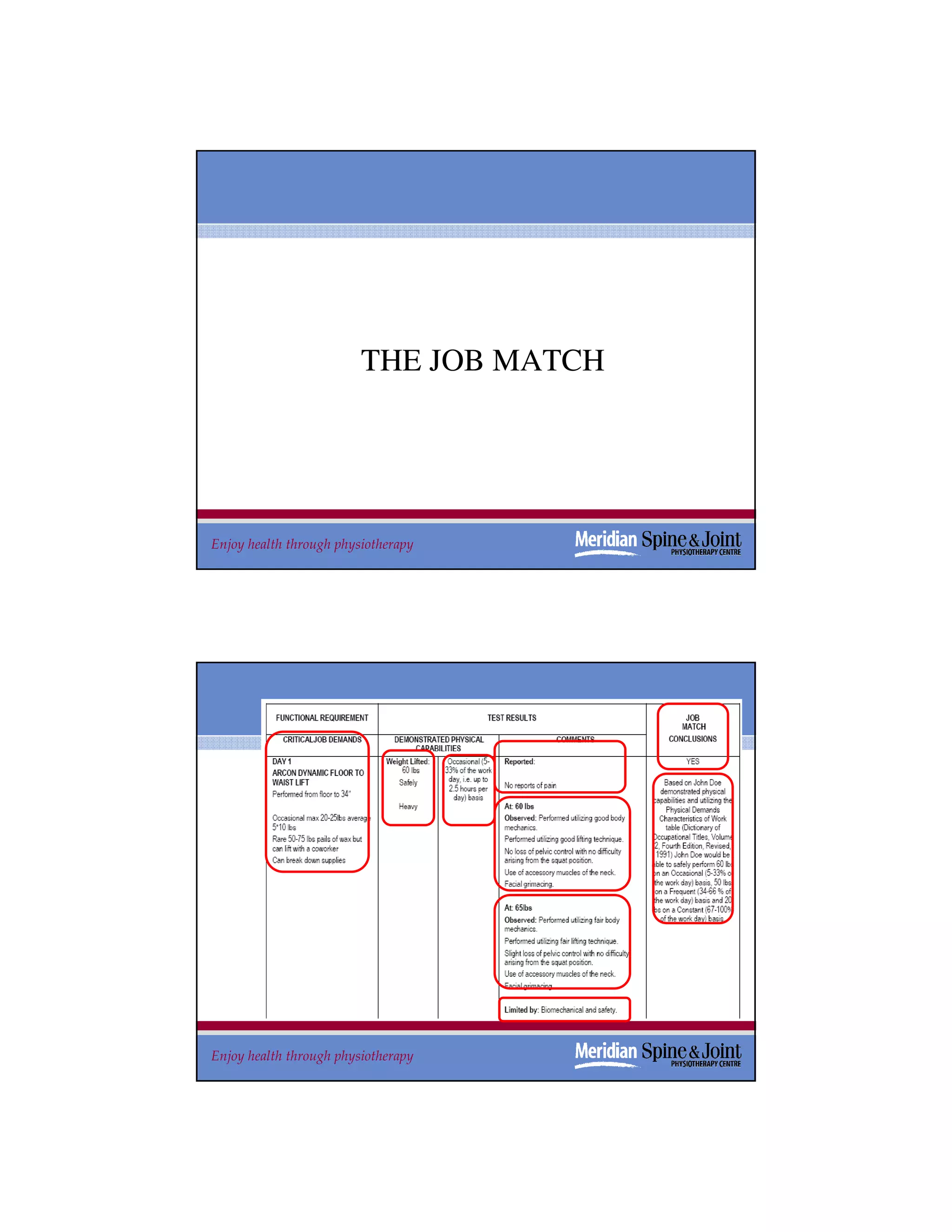 THE JOB MATCH




Enjoy health through physiotherapy       43




Enjoy health through physiotherapy       44
 