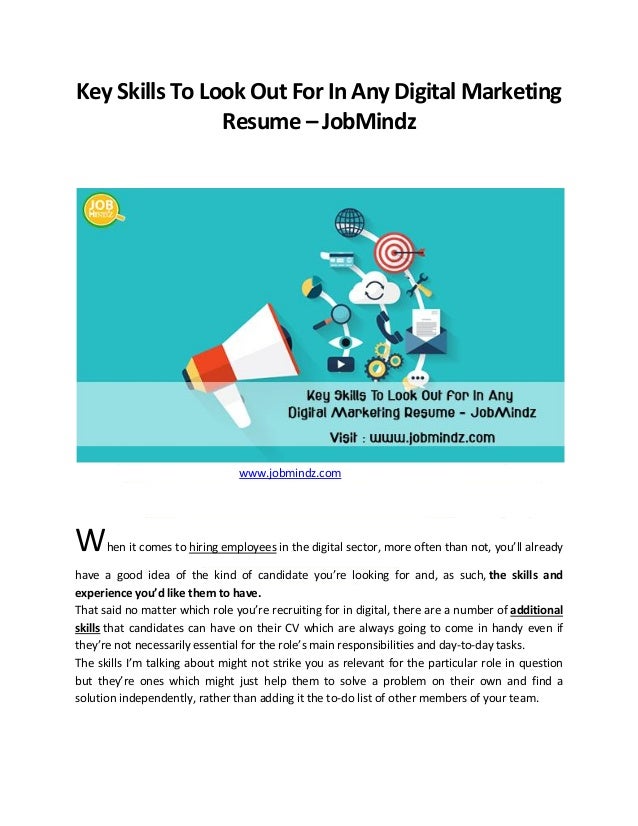 Key Skills To Look Out For In Any Digital Marketing Resume Jobmindz