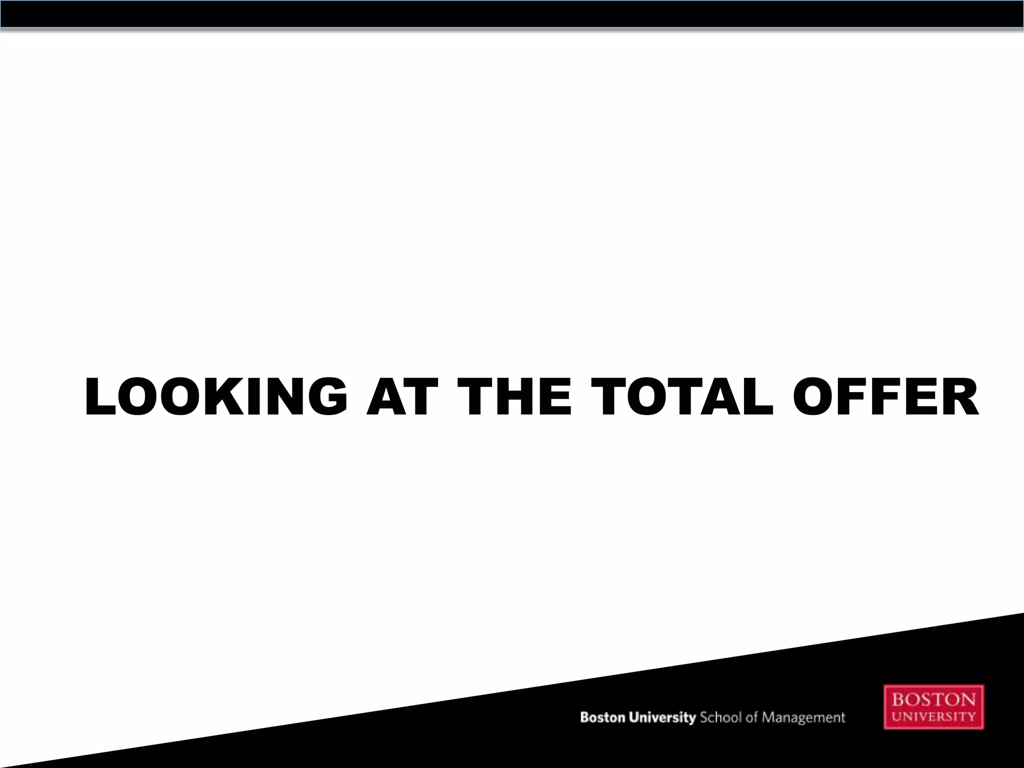 LOOKING AT THE TOTAL OFFER
 