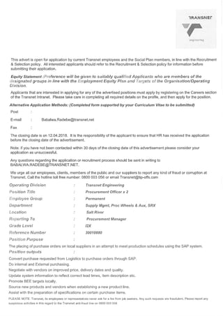 Procurement Job opportunities