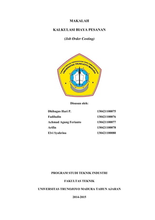 Kalkulasi Biaya Pesanan (Job Order Costing) | PDF
