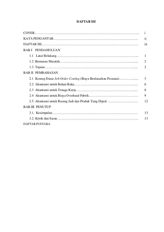 Kalkulasi Biaya Pesanan Job Order Costing