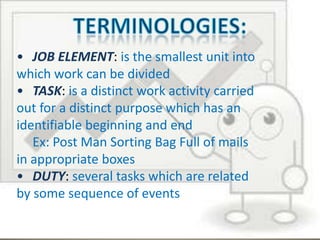 Job Element Job organization and information ( job analysis ) | PPTX