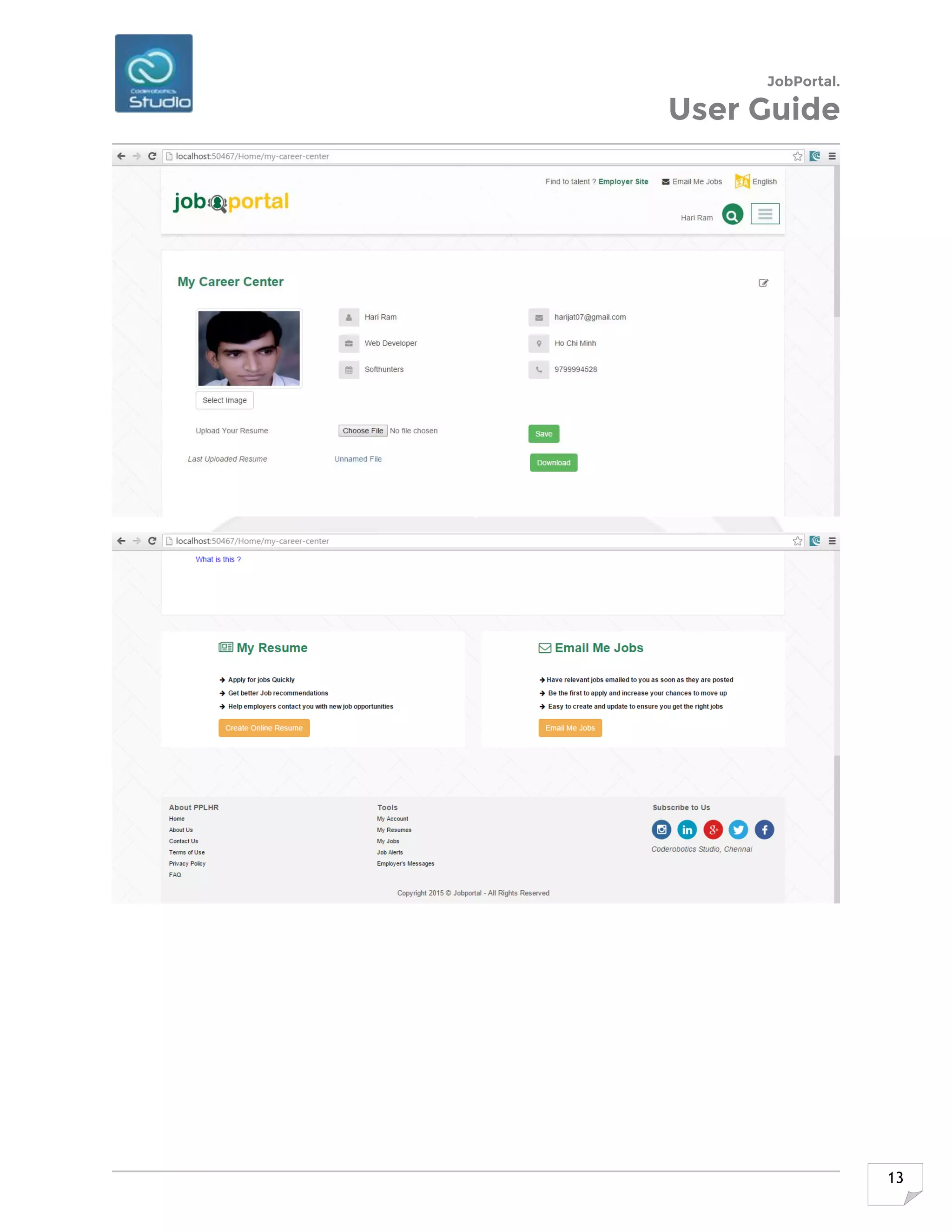 JobPortal.
User Guide
13
 