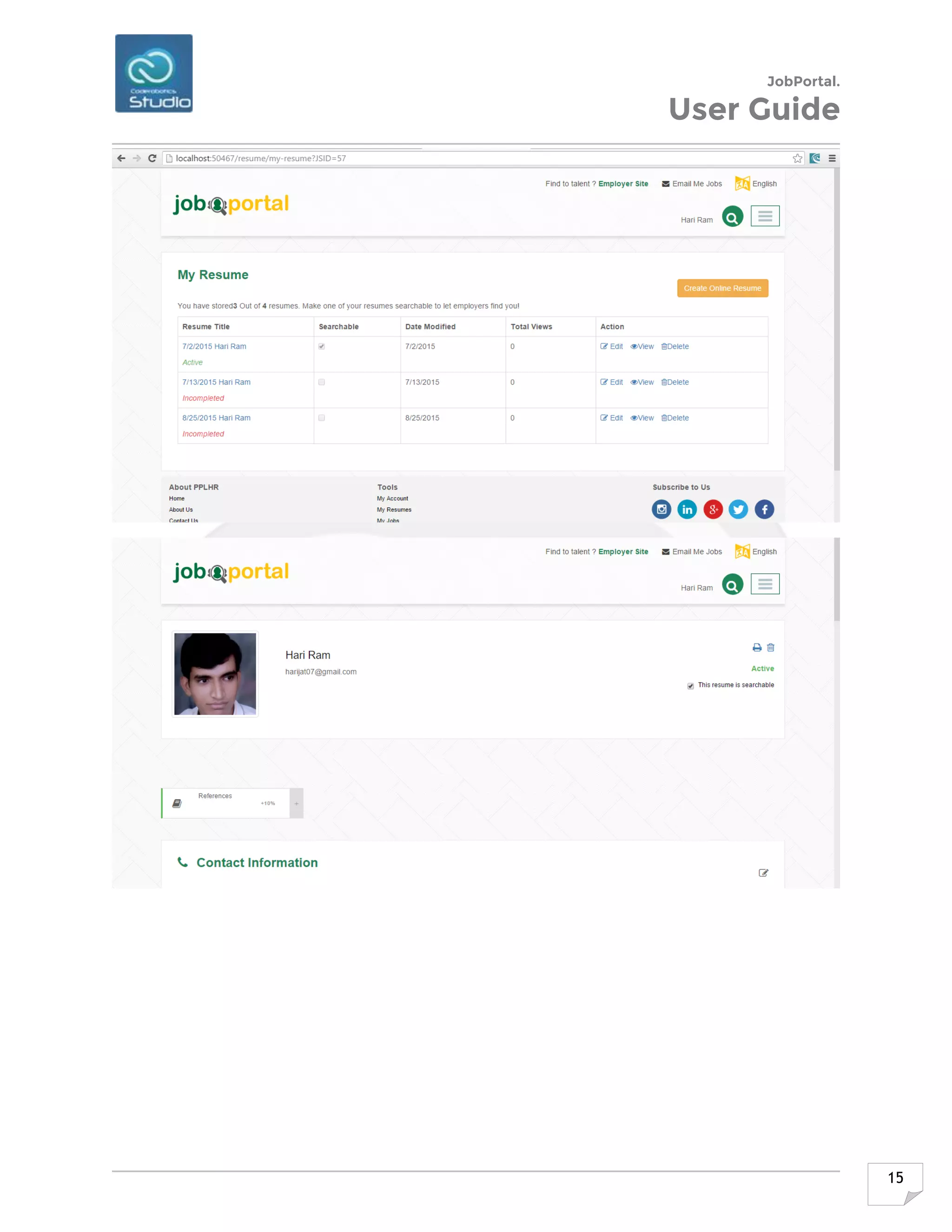JobPortal.
User Guide
15
 