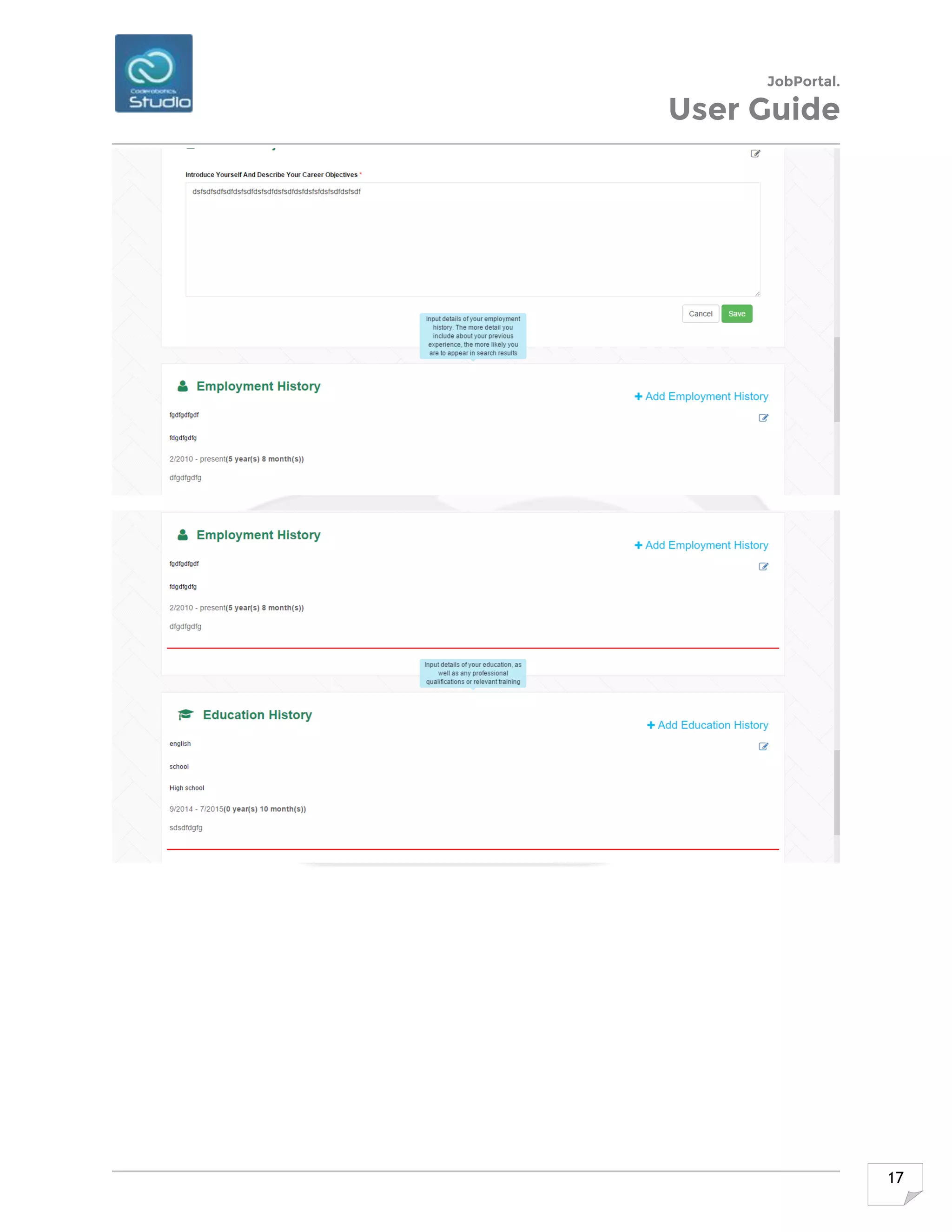 JobPortal.
User Guide
17
 