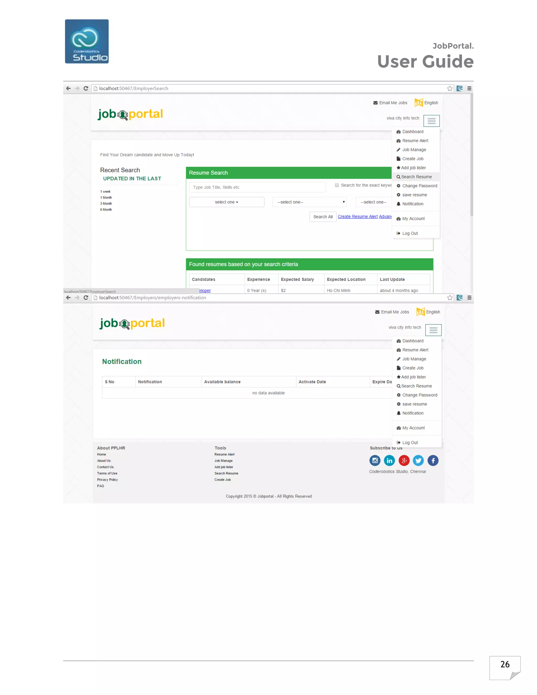 JobPortal.
User Guide
26
 