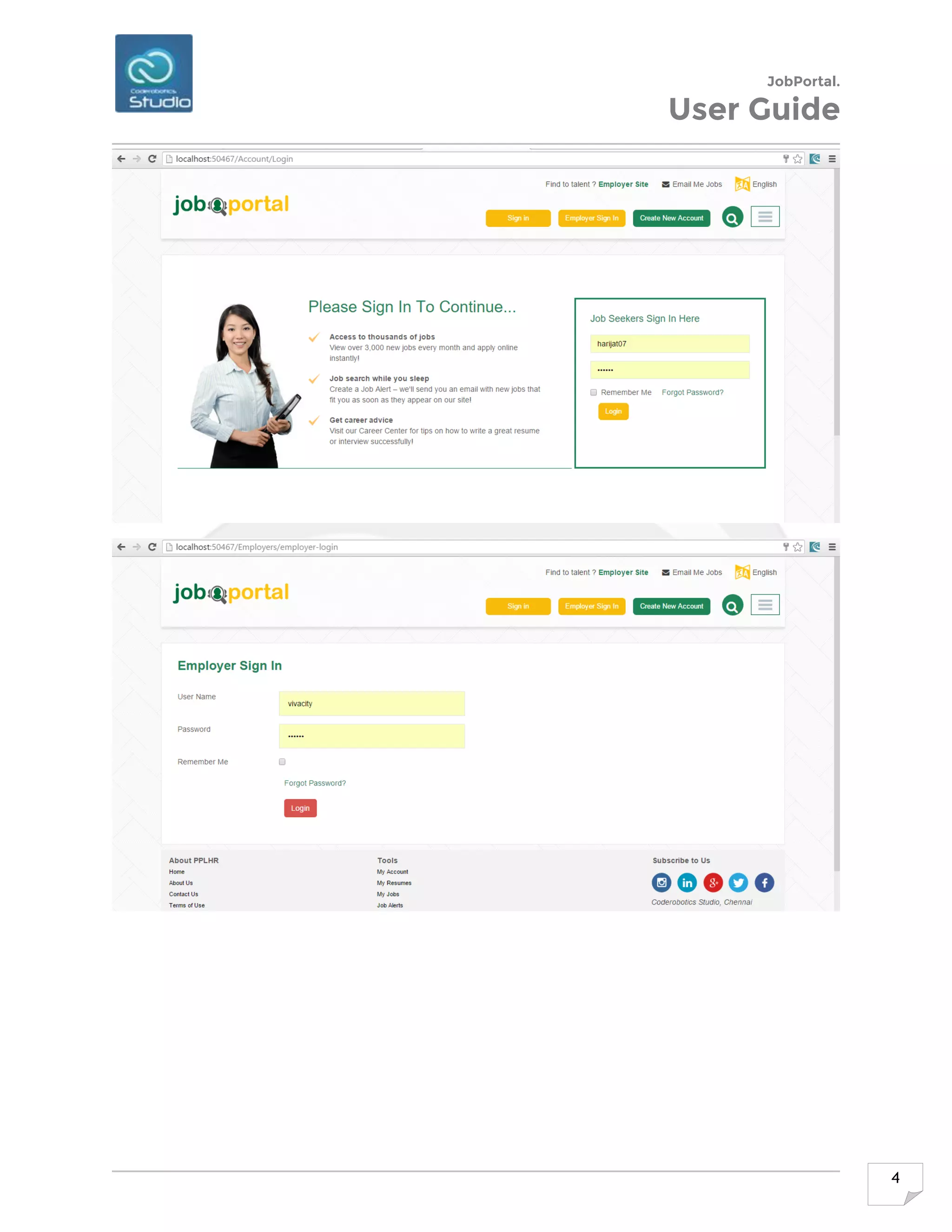 JobPortal.
User Guide
4
 