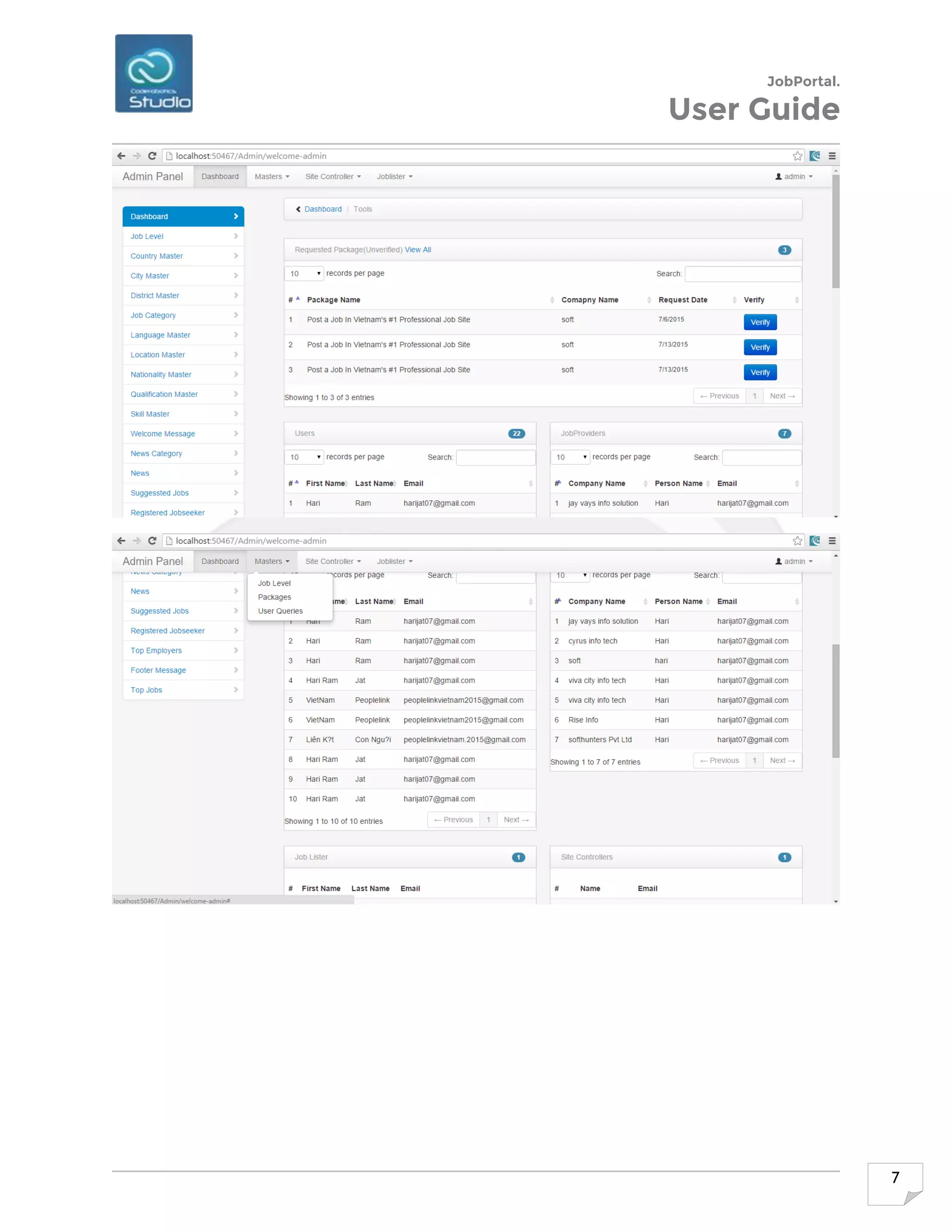 JobPortal.
User Guide
7
 