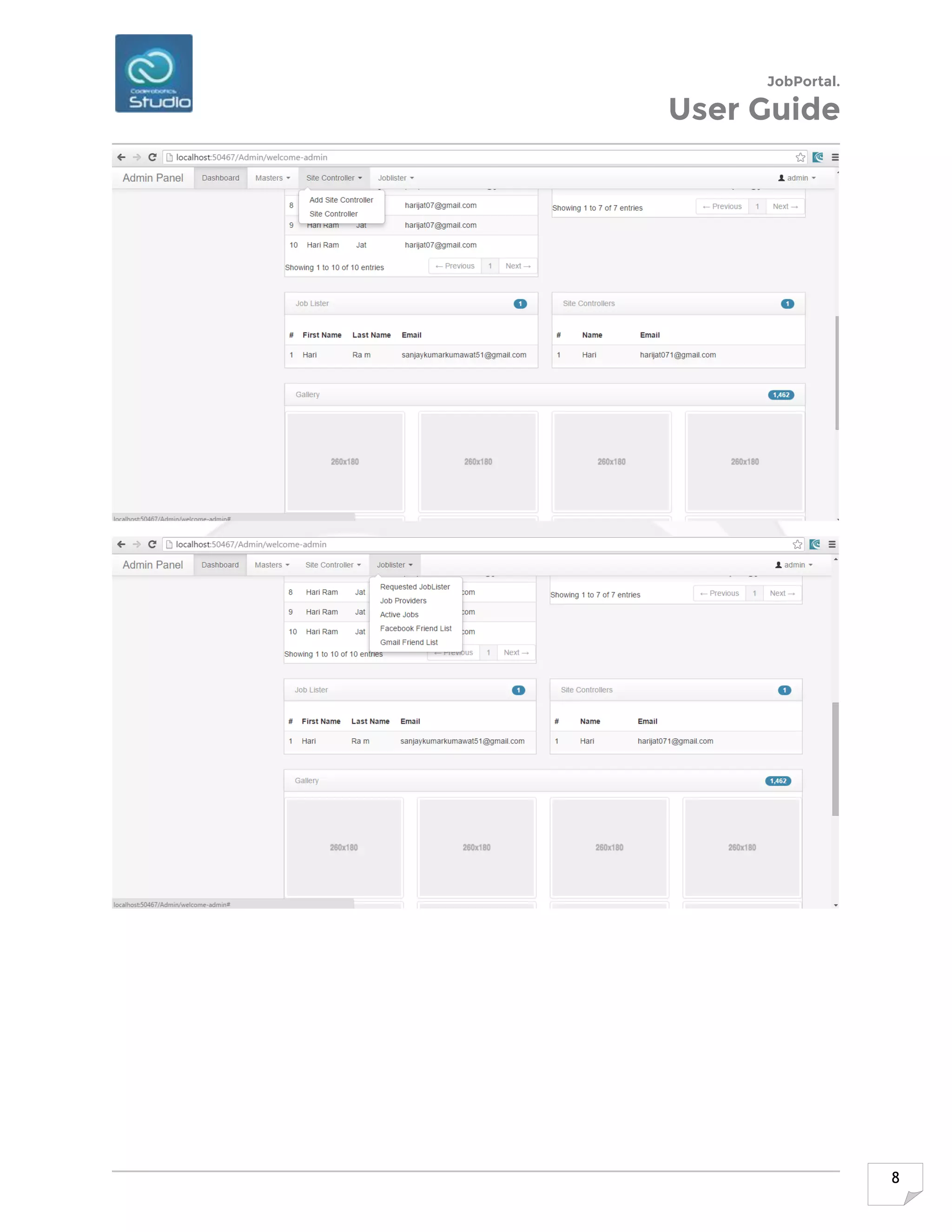JobPortal.
User Guide
8
 