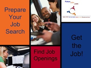 Prepare
Your
Job
Search
Find Job
Openings
Get
the
Job!
 