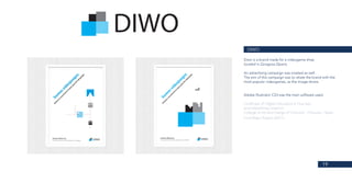 19
DIWO
Diwo is a brand made for a videogame shop
located in Zaragoza (Spain).
An advertising campaign was created as well.
The aim of this campaign was to relate the brand with the
most popular videogames, as the image shows.
Adobe Illustrator CS3 was the main software used.
Certificate of Higher Education in Fine Arts
and Advertising Graphics
College of Art and Design of Orihuela – Orihuela – Spain
Final Major Project (2011)
 