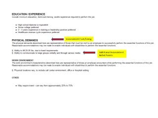 Inconsistent Font/Sizing
Additional Inconsistent
Bullet Points
 