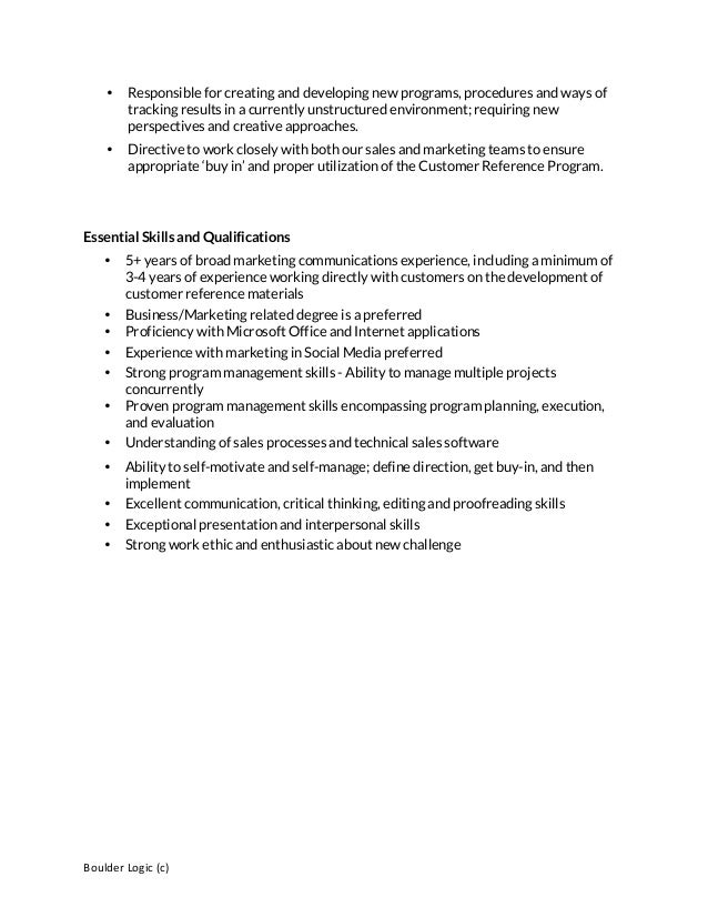 customer reference manager job posting template