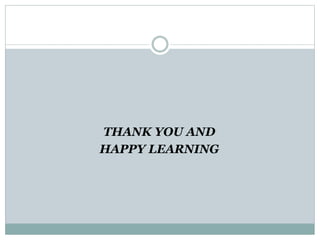 THANK YOU AND
HAPPY LEARNING
 