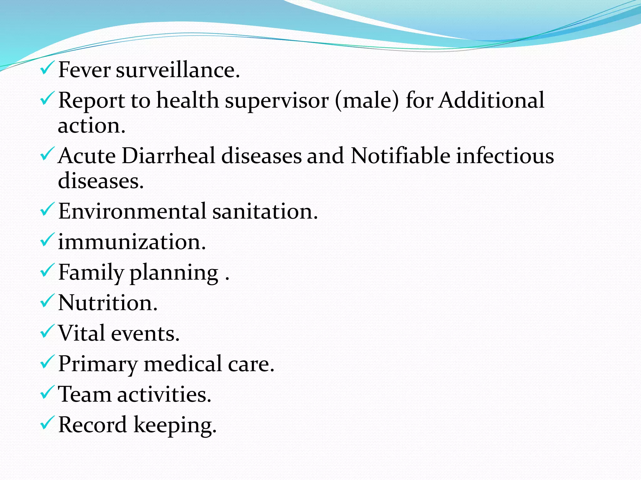 Job responsibilities of multipurpose health worker PPT