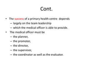 Job Responsibility Of Medical Officer In Primary Health