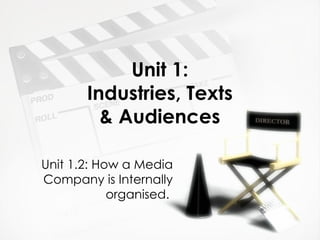 Unit 1: Industries, Texts & Audiences Unit 1.2: How a Media Company is Internally organised.  