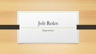 Job Roles
Megan & Seyi
 
