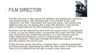 Job roles in the film industry | PPTX
