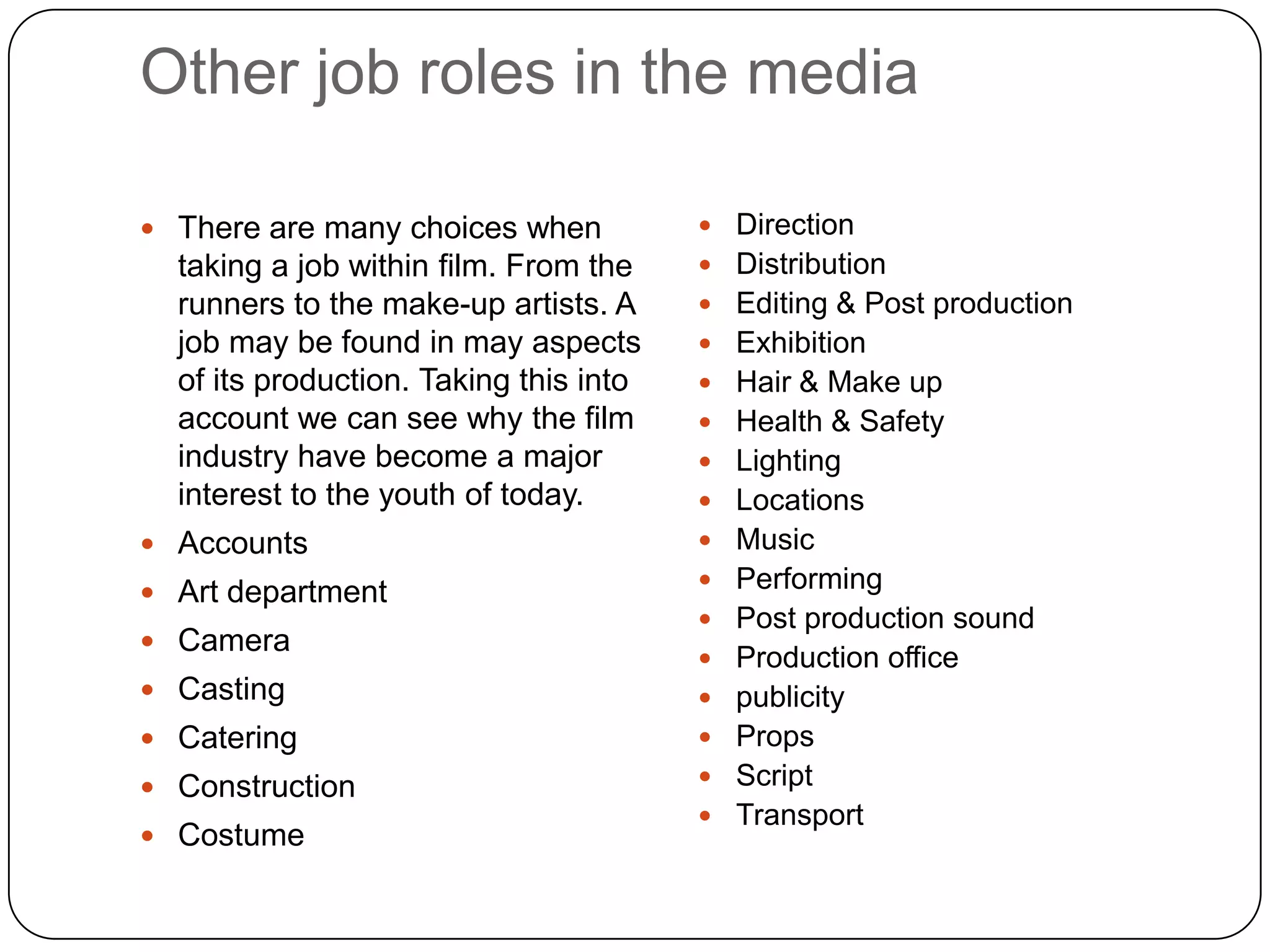 Job roles in the media | PPT