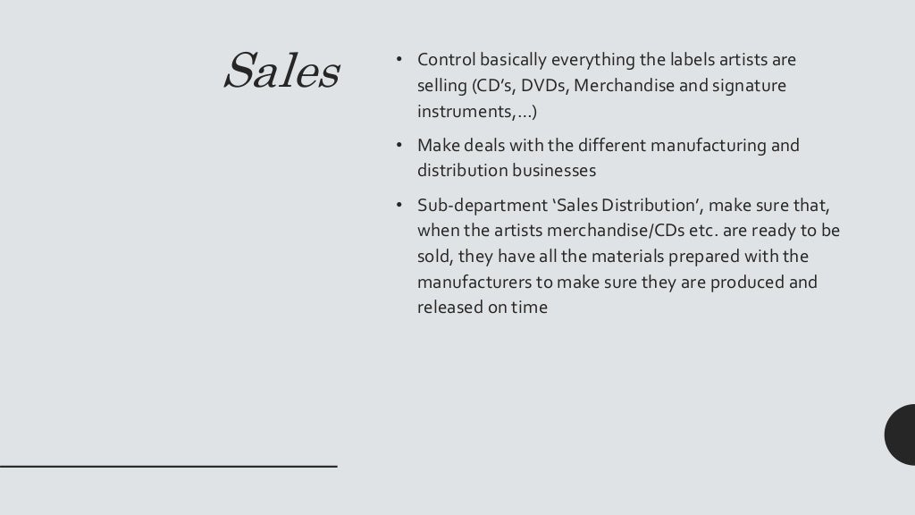 Job roles of a record label