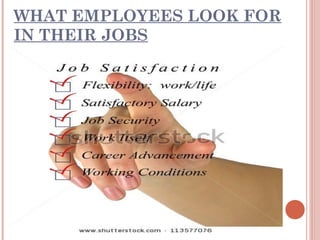 WHAT EMPLOYEES LOOK FOR
IN THEIR JOBS

 