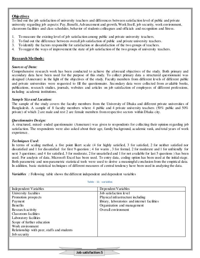 sample questionnaire on job satisfaction