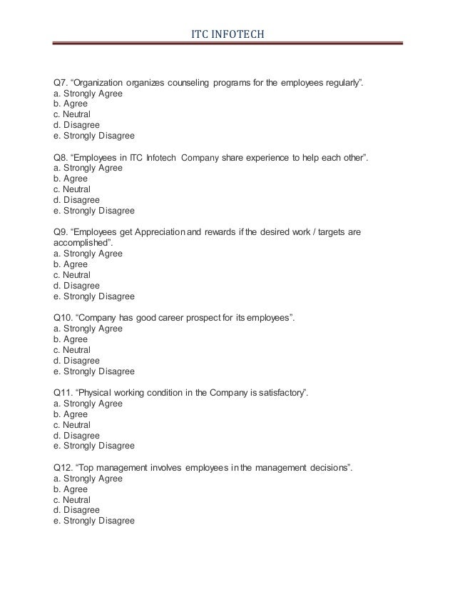 sample questionnaire on job satisfaction