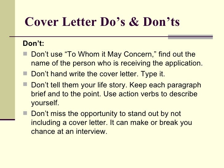 job searching 101 resume and cover letter dos and don ts of cover letters