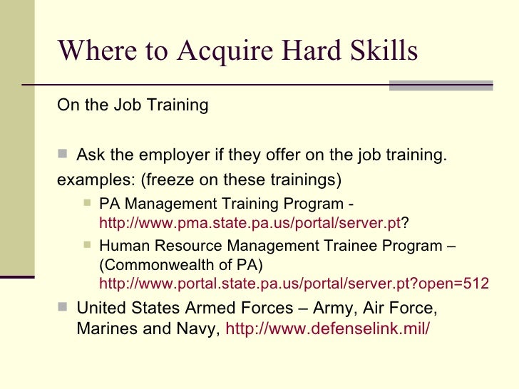 skills to offer an employer