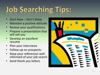 Assess YourselfAssess Your Personal Preferences:Geographical locationStarting/minimum salaryWorking conditionsSkills you want to useMost important factors in your career:Possibility for advancementTraining & DevelopmentFlexible schedules8