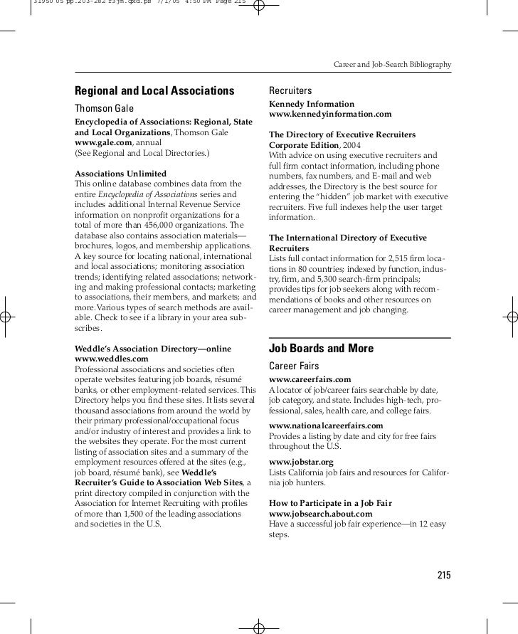 Career And Job Search Bibliography Compiled By Richard Greene - 