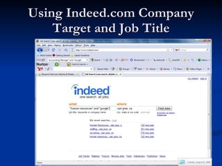 Using Indeed.com Company Target and Job Title 
