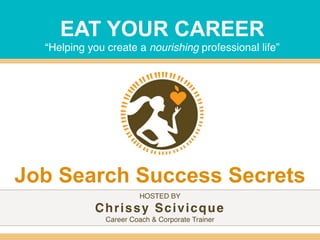 EAT YOUR CAREER
“Helping you create a nourishing professional life”
HOSTED BY
Chrissy Scivicque
Career Coach & Corporate Trainer
Job Search Success Secrets
 