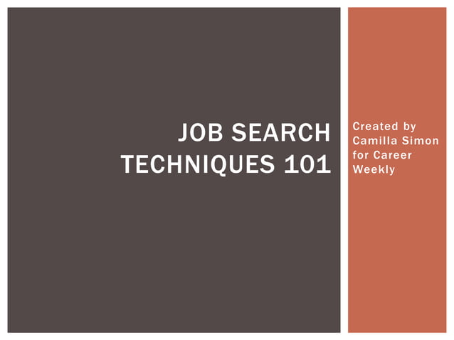 Job Search Techniques 101 | PPT