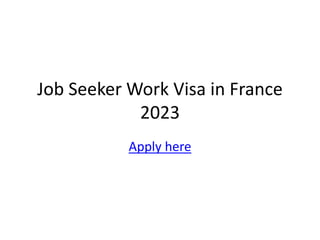 Job Seeker Work Visa in France
2023
Apply here
 