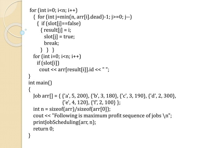 Job Sequencing With Deadlines PPT