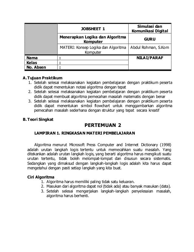 Jobsheet 1 Logika Algoritma
