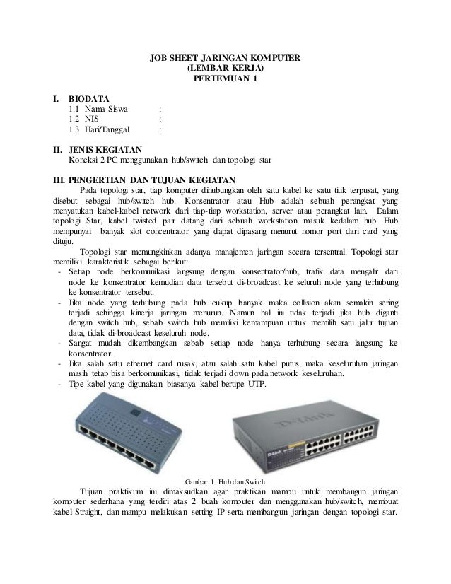 Job Sheet Jaringan Dasar 1