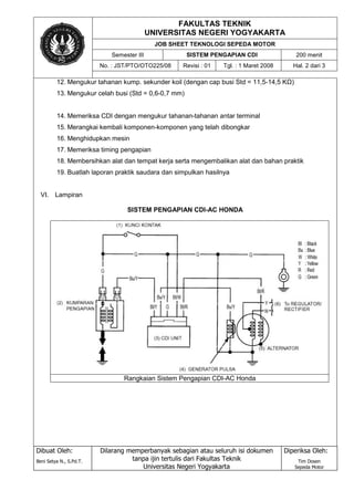 Jobsheet teknologi sepeda motor oto 225 iso komplit | PDF
