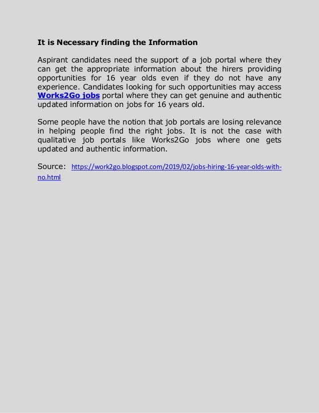 Jobs Hiring 16 Year Olds With No Experience Converted