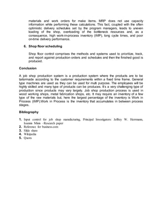 Job shop production system final | DOCX